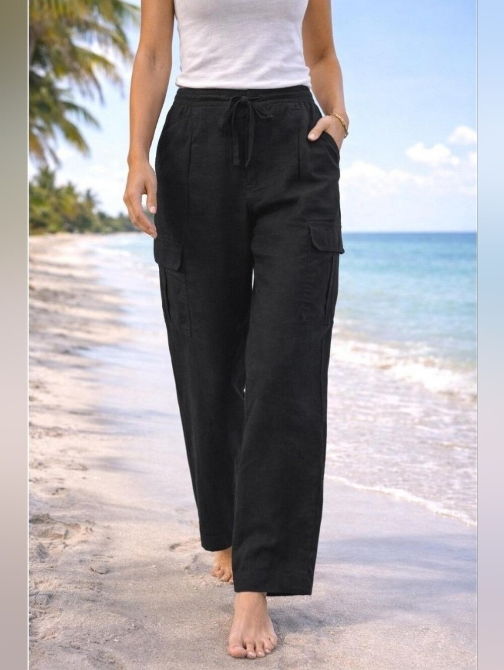 Athleta Paradise Straight Leg Cargo Drawstring Waist Pants NWT Size: M - Picture 6 of 15